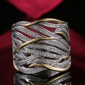New 925 sterling silver two tone ring